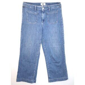 PAIGE Nellie Patch Pocket High-Rise Cropped Wide Leg Jeans Medium Wash Size 32